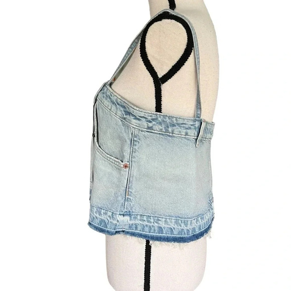 ZARA Womens Denim Cropped Top Size L Coastal Wear Beach Summer casual - Picture 3 of 11